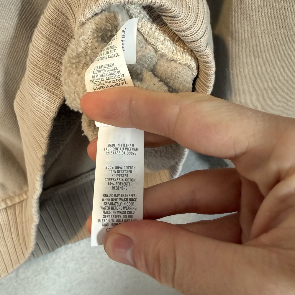 Aerie pullover sweatshirt womens XXS beige cotton snap button 1/2 - Picture 6 of 7
